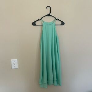 Pink Rose Green Halter High Low Sundress